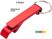 2x Rode Bieropener Sleutelhanger - Flesopener - Bier Sleutelhanger - Beer Opener - Keychain - van Heble®