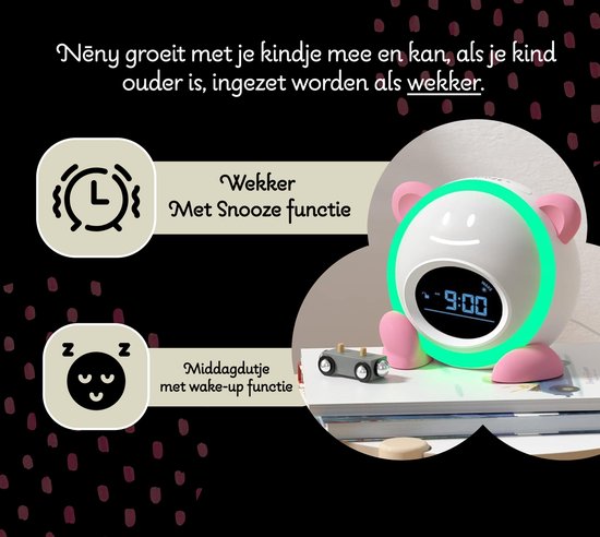 YUCONN Nēny Slaaptrainer Kinderen - Kinderwekker met Nachtlamp - Slaapwekker - Slaaphulp - Dimbaar - Roze van Merkloos — afbeelding 4