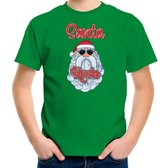 Bellatio Decorations kerst t-shirt voor kinderen - Kerstman - Santa Rocks - groen - Kerstdiner 110/116