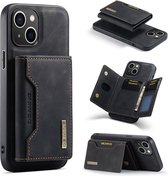 CaseMe - Telefoonhoesje geschikt voor iPhone 15 - Back Cover - Met Magnetische Pasjeshouder - Zwart