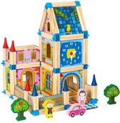Ecotoys 128-delige houten constructie blokken voor het bouwen van een 6 in 1 toren - Montessori speelgoed - Houten speelgoed - Vanaf 36 maanden