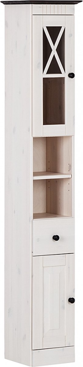 Wisla-Hoge-Kast - 1 Spiegel - Antraciet/Eiken