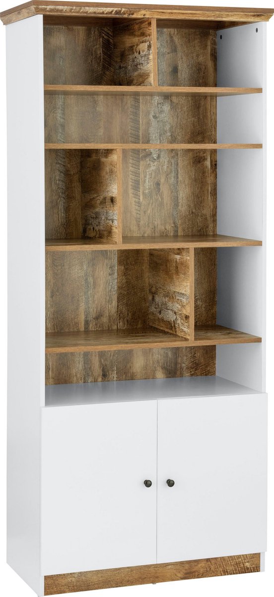 Notio Living Castor-Boekenkast - 8 Vakken - Wit/Eiken