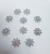 BamBella® - Strass stenen applicatie - 10 stuks - patch zilver glitter plaatje knutselen scrapbook sneeuwvlokje