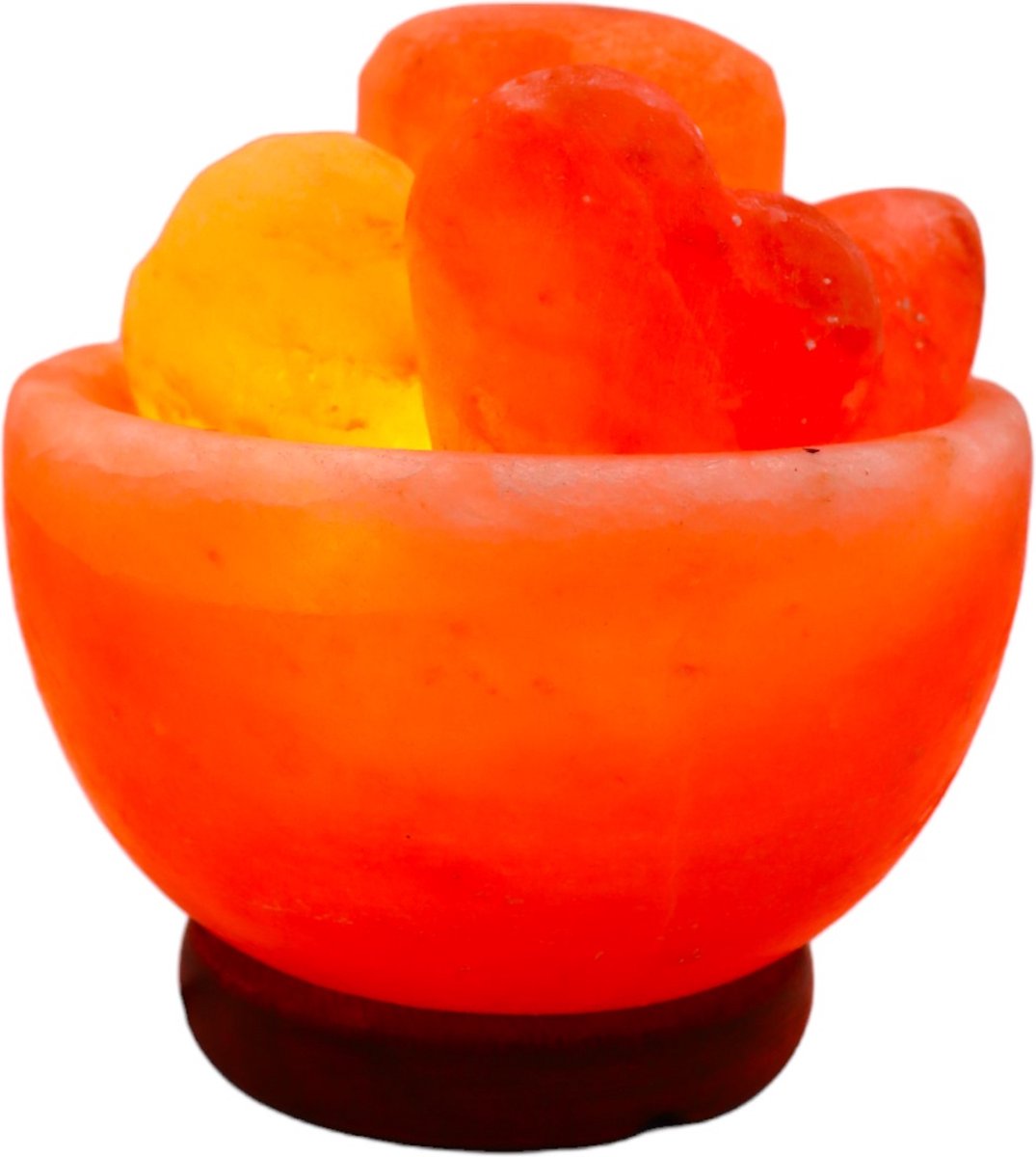 Himalaya ZoutLamp - Vuur Kom en harten - 12x12x20cm - 3kg - Tafellamp – Sfeerlamp – Decoratie verlichting - Dimmer Himalaya Zoutsteen Nachtlampje – Dimbaar
