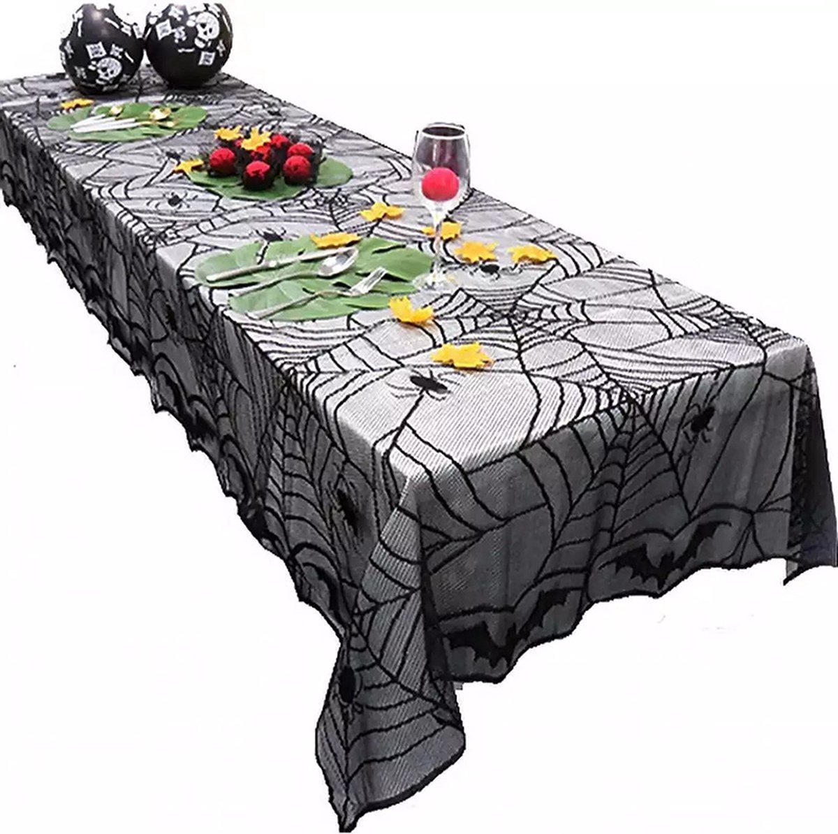 Halloween Tafellaken Tafel Decoratie Halloween Decoratie Halloween Versiering Tafelkleed Zwart - 1 Stuk