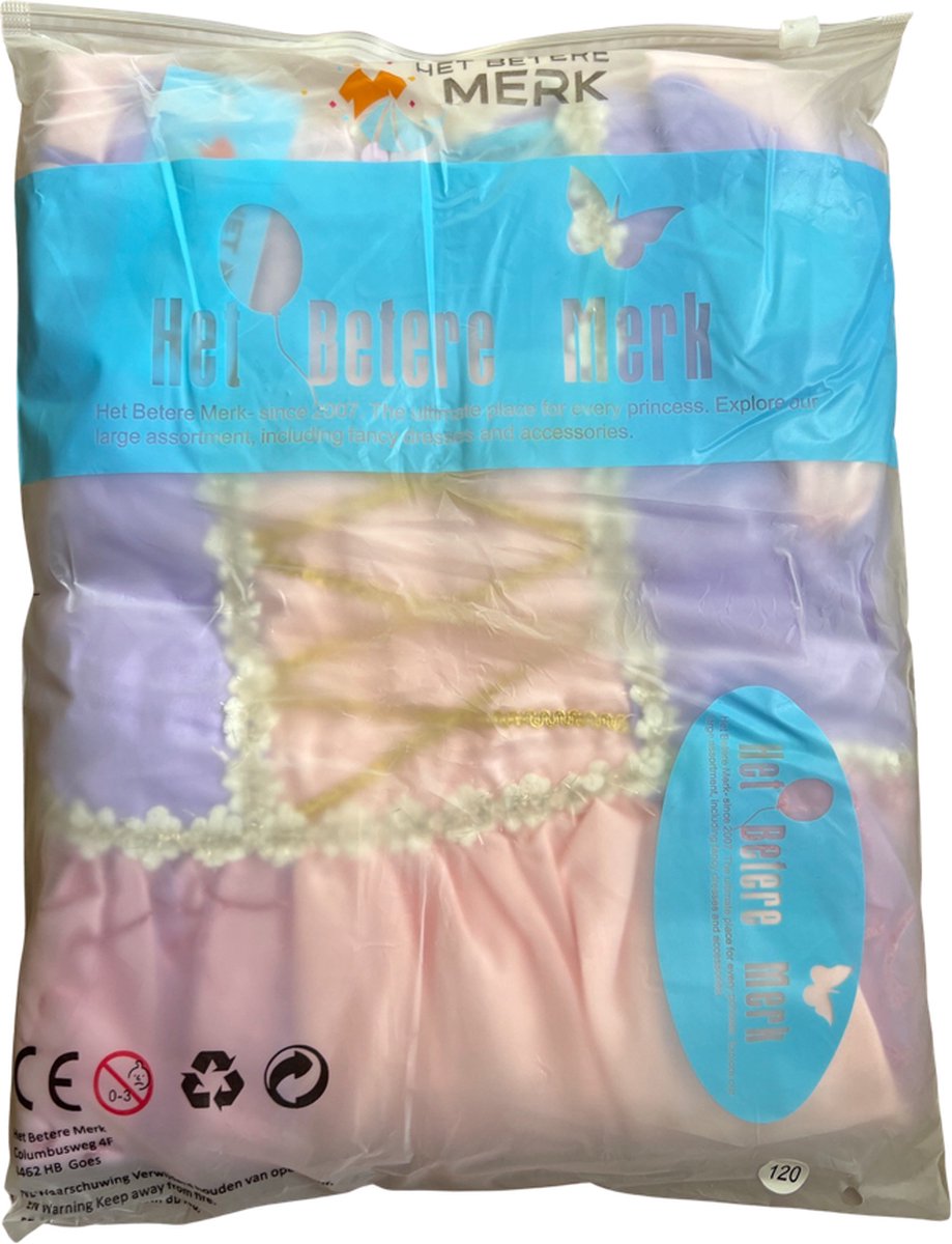 Het Betere Merk - Prinsessenjurk meisje - Roze / Paarse jurk - Verkleedkleding meisje - Carnavalskleding Kind - Kleed - Lange handschoenen - Haarband — afbeelding 2
