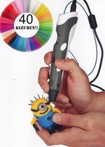 3D Pen -XXL-starterspakket-Inclusief 129 Meter Filament in 40 kleuren-Boek met 40 bladzijden met sjablonen en herbruikbaar-transparant overtrekvel-Oplader-Penhouder-Vanta black
