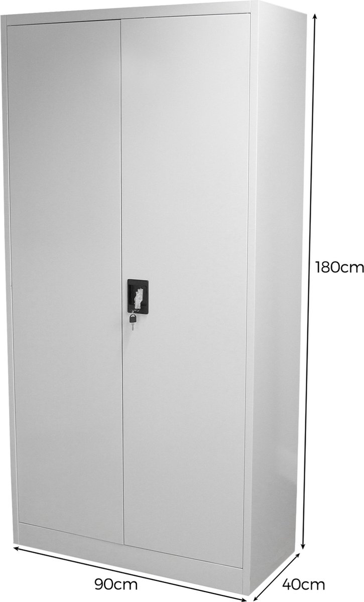 Archiefkast - Metaal - 90 x 40 x 180 cm - 4 verstelbare legplanken - GRATIS documenten opberger - kantoorkast dossierkast draaideurkast