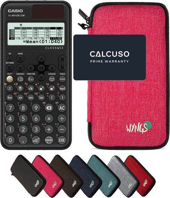 Foto: Calcuso basispakket roze met rekenmachine casio fx 991de cw classwiz en uitgebreide garantie van calcuso