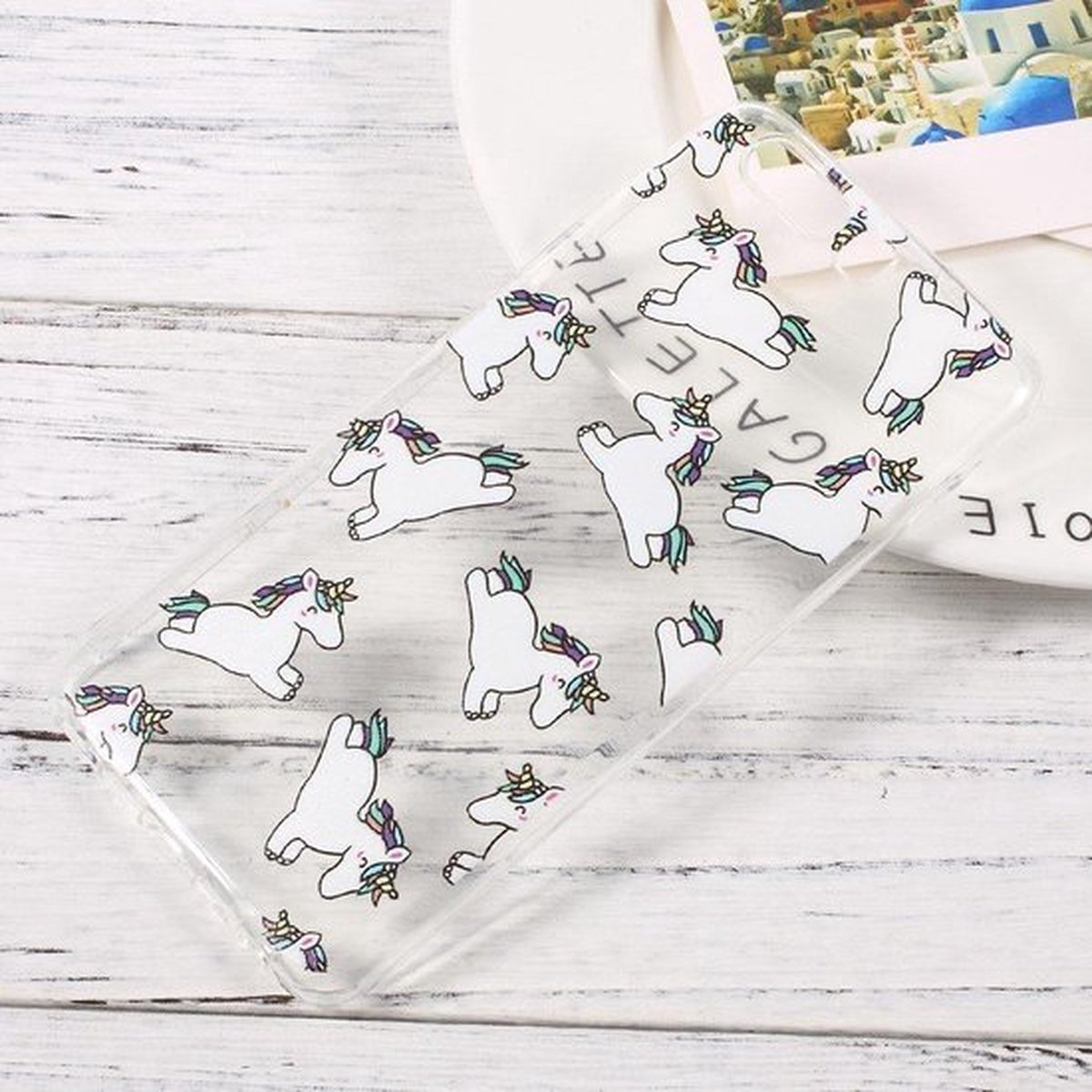Shop4 - Geschikt voor Huawei P10 Hoesje - Zachte Back Case Unicorns Transparant