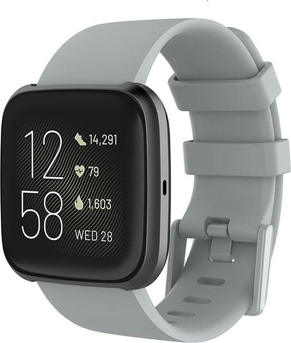 Shop4 - Geschikt voor Fitbit Versa Bandje - Small Siliconen Grijs