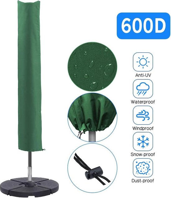 Parasol, reservehoes, 3 m, waterdicht, tuinparasol met zonneklep, uv
