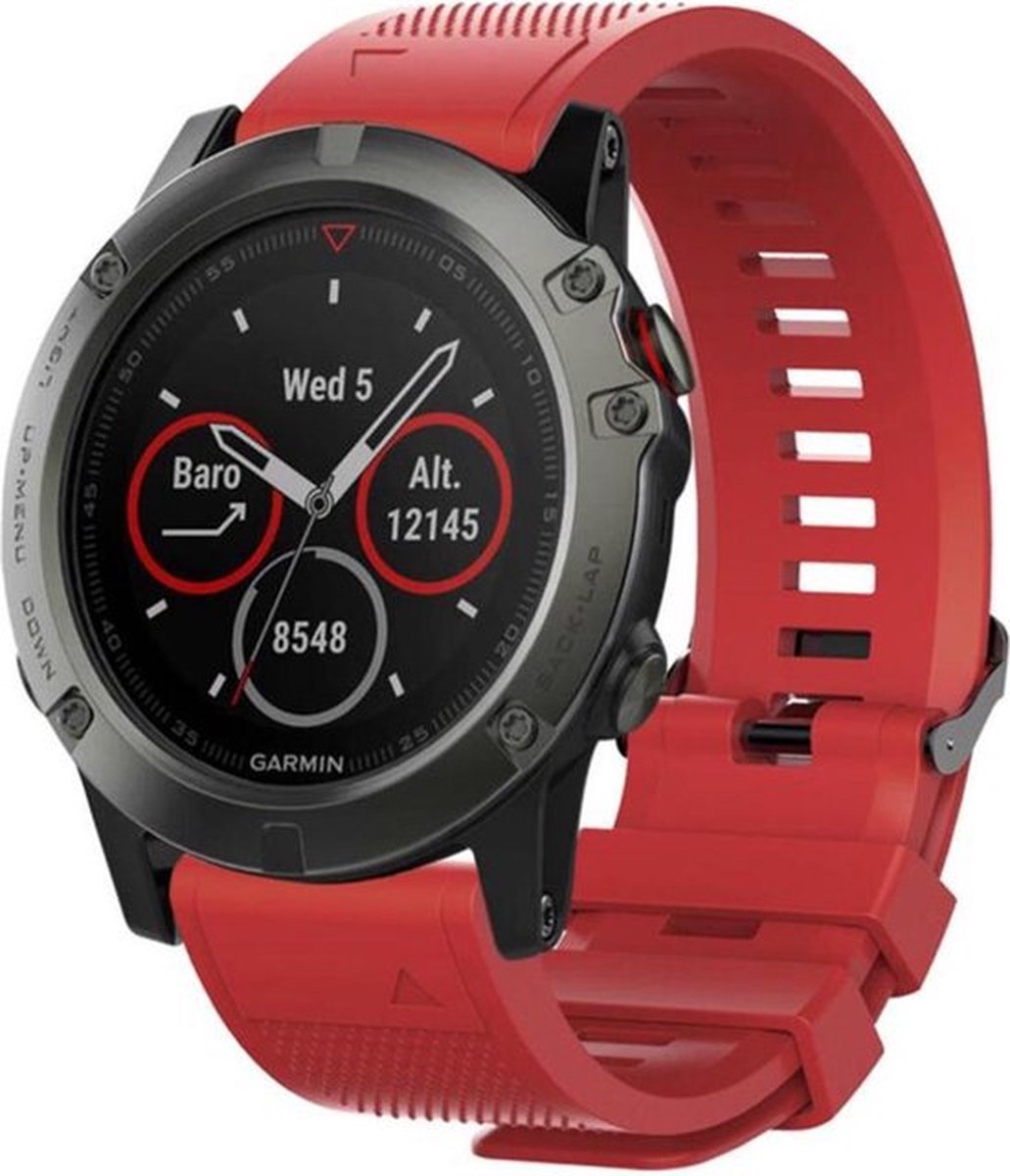 Shop4 - Geschikt voor Garmin Fenix 5S Bandje (ook Plus) - Siliconen Rood