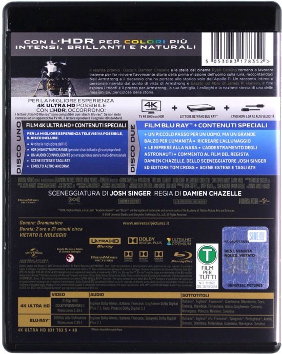 First Man: Le Premier Homme sur la Lune [Blu-Ray 4K]+[Blu-Ray]