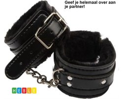 *** Zwarte Pluche Handboeien voor Beginners - Erotische BDSM Speeltjes - van Heble® ***