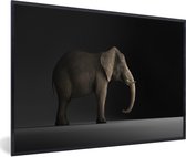 Photo encadrée - Eléphant sur fond noir cadre photo noir sans passe partout 60x40 cm - Affiche encadrée (Décoration murale salon / chambre)