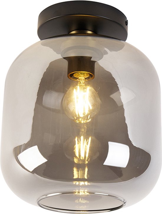 QAZQA zuzanna - Design Dimbare LED Smart Plafondlamp incl. wifi met Dimmer - 1 lichts - Ø 25 cm - Zwart Goud - Woonkamer | Slaapkamer | Keuken