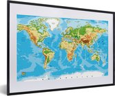 Fotolijst incl. Poster - Wereldkaart - Atlas - Kleuren - Kids - Jongens - Meisjes - 60x40 cm - Posterlijst