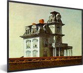 Fotolijst incl. Poster - Huis langs de spoorweg - Edward Hopper - 40x30 cm - Posterlijst