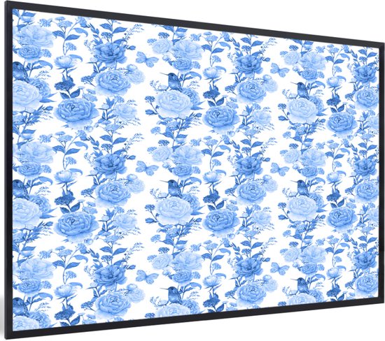 Cadre photo avec affiche - Fleurs - Roses - Blauw - 90x60 cm - Cadre pour affiche