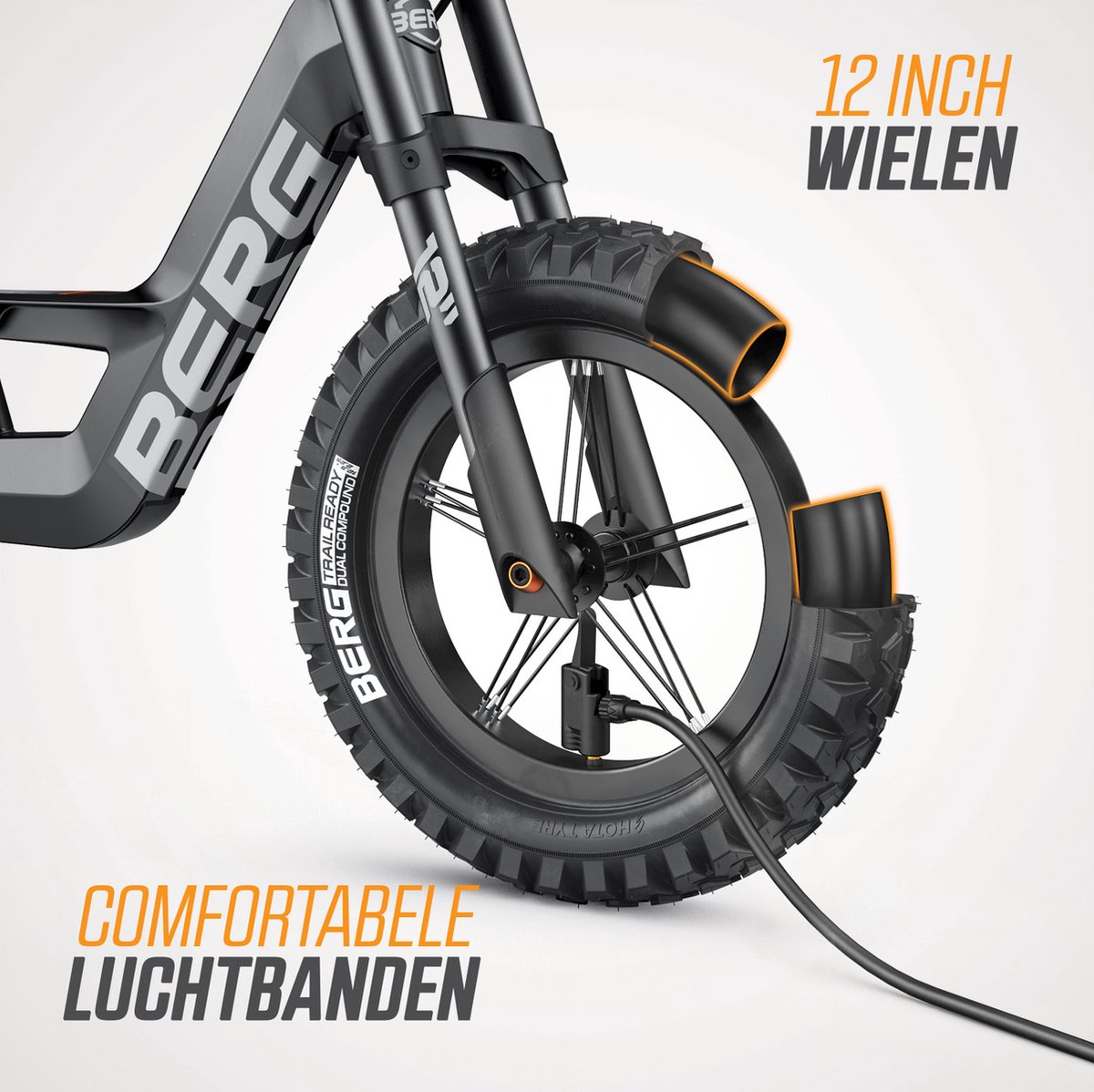 BERG Biky Cross Black Loopfiets - 12 inch - Lichtgewicht Magnesium frame - Met Handrem - Verstelbaar Zadel - 2,5+ Jaar - Zwart — afbeelding 4