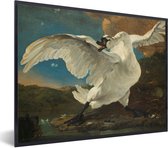 Fotolijst incl. Poster - De bedreigde zwaan - Schilderij van Jan Asselijn - 80x60 cm - Posterlijst