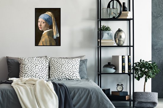 Cadre photo avec affiche - Fille à la boucle d'oreille en perle - Peinture de Johannes Vermeer - 40x60 cm - Cadre pour affiche