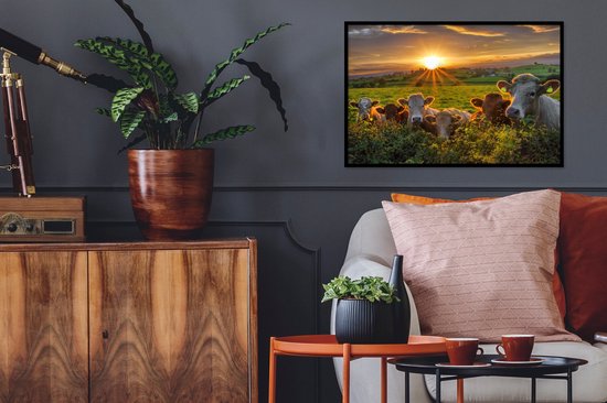 Photo encadrée - Cadre photo Vaches en Irlande noir sans passe partout 60x40 cm - Affiche encadrée (Décoration murale salon / chambre)