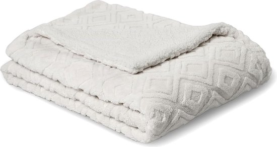 RECYCO Woon- en knuffeldeken chenille 127 x 152 cm met franjes