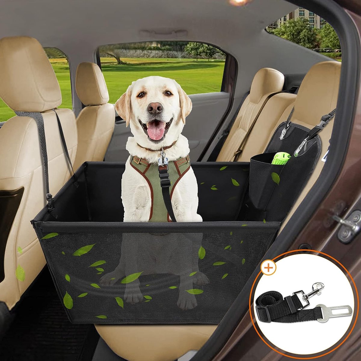 Siège Auto pour Chien avec Côtés Robustes et Ceinture de Sécurité pour Chien,  Housse Siège Auto pour Chiens pour Petits Chiens de Taille Moyenne, Siège  Auto pour Chien de Haute Qualité et