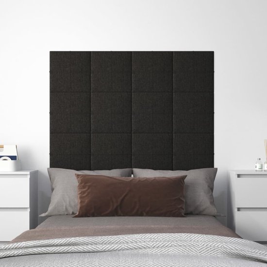 The Living Store Wandpanelen - Zwarte stoffen wanddecoraties - 30 x 30 cm - Duurzaam en geluidsisolerend - Geschikt voor elke kamer - 12 stuks