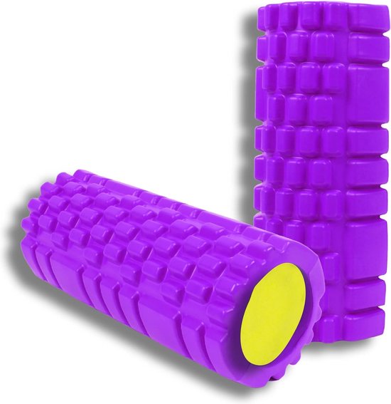 Rouleau en mousse à noyau solide, rouleau de massage pour fitness, yoga, pilates, massage du dos, masseur myofascial, rouleau en mousse, améliore la circulation sanguine (violet)