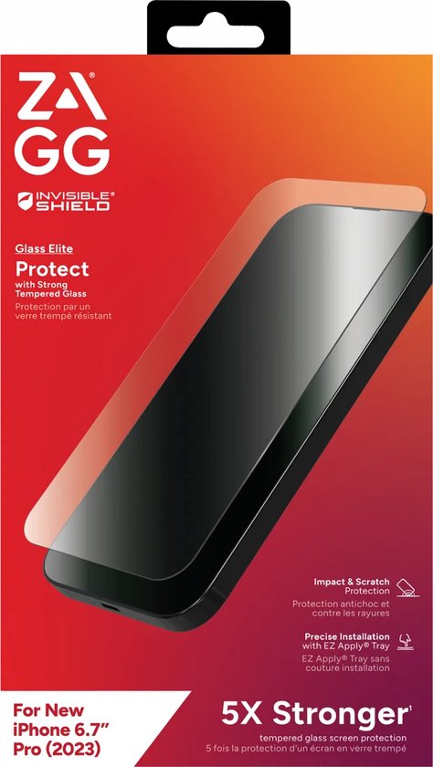 Geschikt voor ZAGG Apple iPhone 15 Pro Max InvisibleShield Glass Elite Screen Protector
