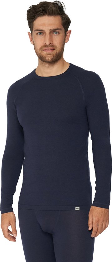 DANISH ENDURANCE Thermo Shirt met Lange Mouwen voor Heren - van Merino Wol - Donker Marineblauw - XXL