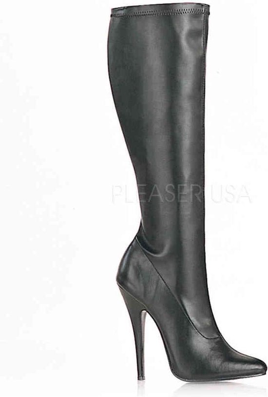 Devious Knee High Boots - 44 Shoes- DOMINA-2000 US 13 Zwart