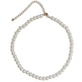 Fako Bijoux® - Collier de perles - 8mm - Nacre - Acryl - Wit - Doré