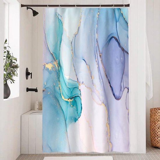 Rideau de douche aspect marbre abstrait bleu marbré rideau de douche  anti-moisissure