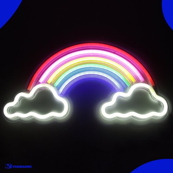 Neon Lamp - Wolkjes Regenboog - Incl. Ophanghaakjes - Neon Sign - Neon Verlichting - Neon Led Lamp - Wandlamp