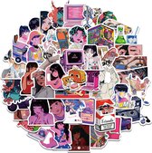 Coole Retro Sticker set voor volwassenen - Roze/Paars/Manga/Sexy - voor laptop, scrapbook, muur etc.