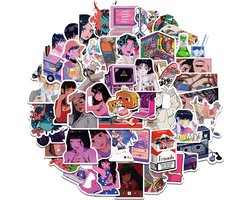 Coole Retro Sticker set voor volwassenen - Roze/Paars/Manga/Sexy - voor laptop, scrapbook, muur etc.