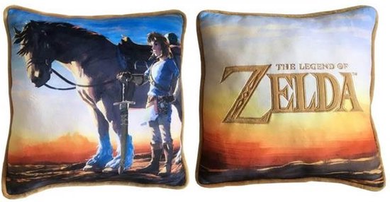 The Legend of Zelda - Coussin carré premium brodé Link et Epona 40 cm