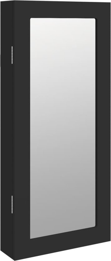 vidaXL - Sieradenkast - met - spiegel - wandgemonteerd - 30x8,5x67 - cm - zwart