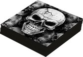 Fiestas Guirca Halloween/horror schedel/doodshoofd servetten - 24x - zwart - 33 cm - Tafeldecoratie