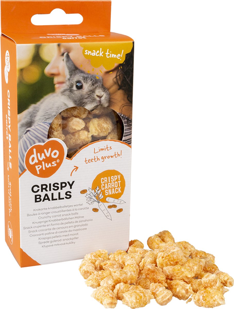 Duvoplus - Knaagdierensnack - Knaagdier - Krokante Knabbelballetjes Wortel 50g Oranje - 1st