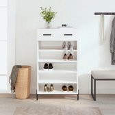 The Living Store Schoenenkast - Hoogglans wit - 60 x 35 x 105 cm - Duurzaam hout - Praktisch ontwerp - Inclusief bevestigingsmateriaal