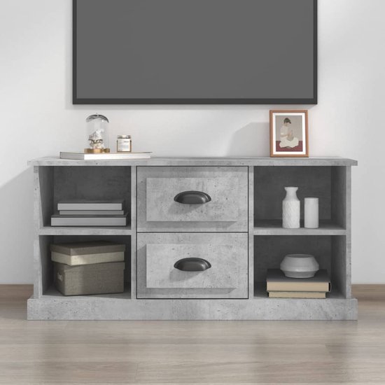 The Living Store Meuble TV Gris béton 99,5 x 35,5 x 48 cm - Design Trendy  et pratique | bol