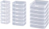 18 stuks transparante kunststof kralen Jewelry Organizer Box, gemengde maten, vierkant en rechthoekig, kunststof, opbergdozen met deksel voor kleine voorwerpen en andere knutselprojecten