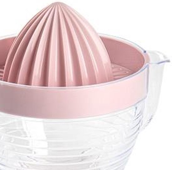 Plasticforte Sinaasappelpers/citruspers - Handmatig - kunststof - 16 x 13 cm - transparant/roze van Merkloos — afbeelding 3