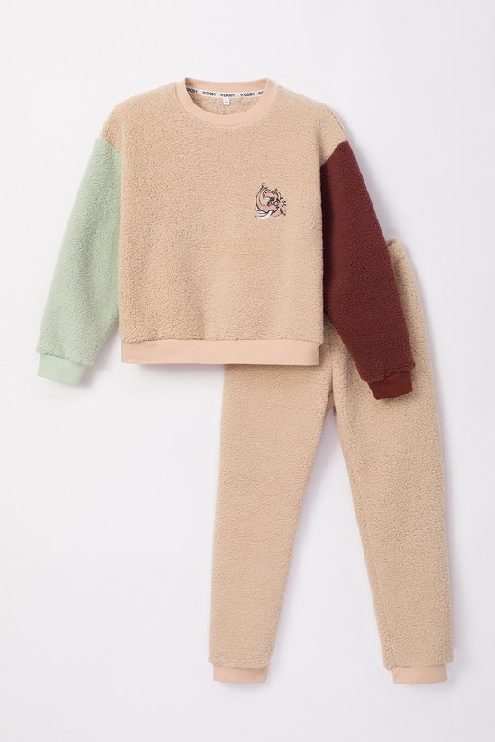 Pyjama Meisjes Woody Teddy Tricolor Olifant - Beige